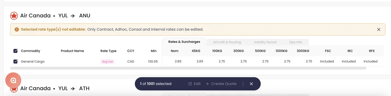 Rate editing in Table view